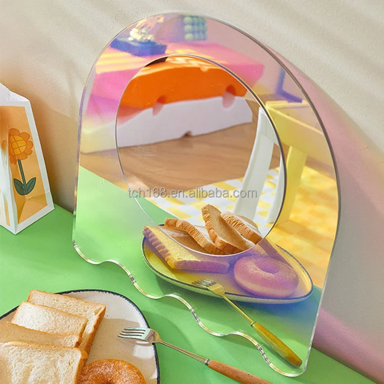 Custom Flower Acrylic Mirrors Photography Tool Modern Rainbow Wall Mirror Home Decor Crystal