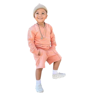 New Design Custom Brand Logo Autumn Solid French Terry Jumper Shorts Sweat Suit 2 Piece Kids Set