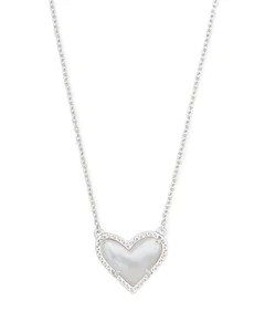 Classic Zircon Heart Shape with Pearl Womens Jewelry 925 Sterling Silver Custom Pendant Necklace