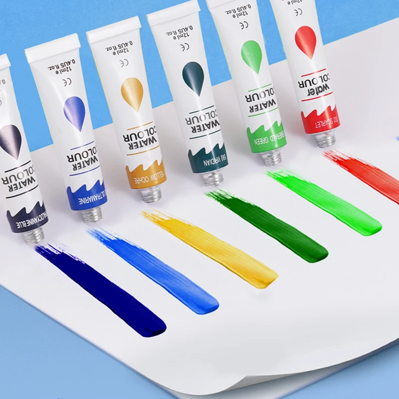 Foska 12 Colors X 12ml Non Toxic 12pcs Water Color Paint Set for Students Water Color Painting for Artists