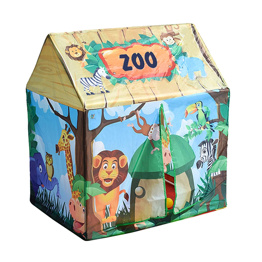 ZOO Animal Kids Forest Play Tent Dinosaur Cartoon Print Outdoor Jumping  Castle Children Foldable Play House - Main Image
