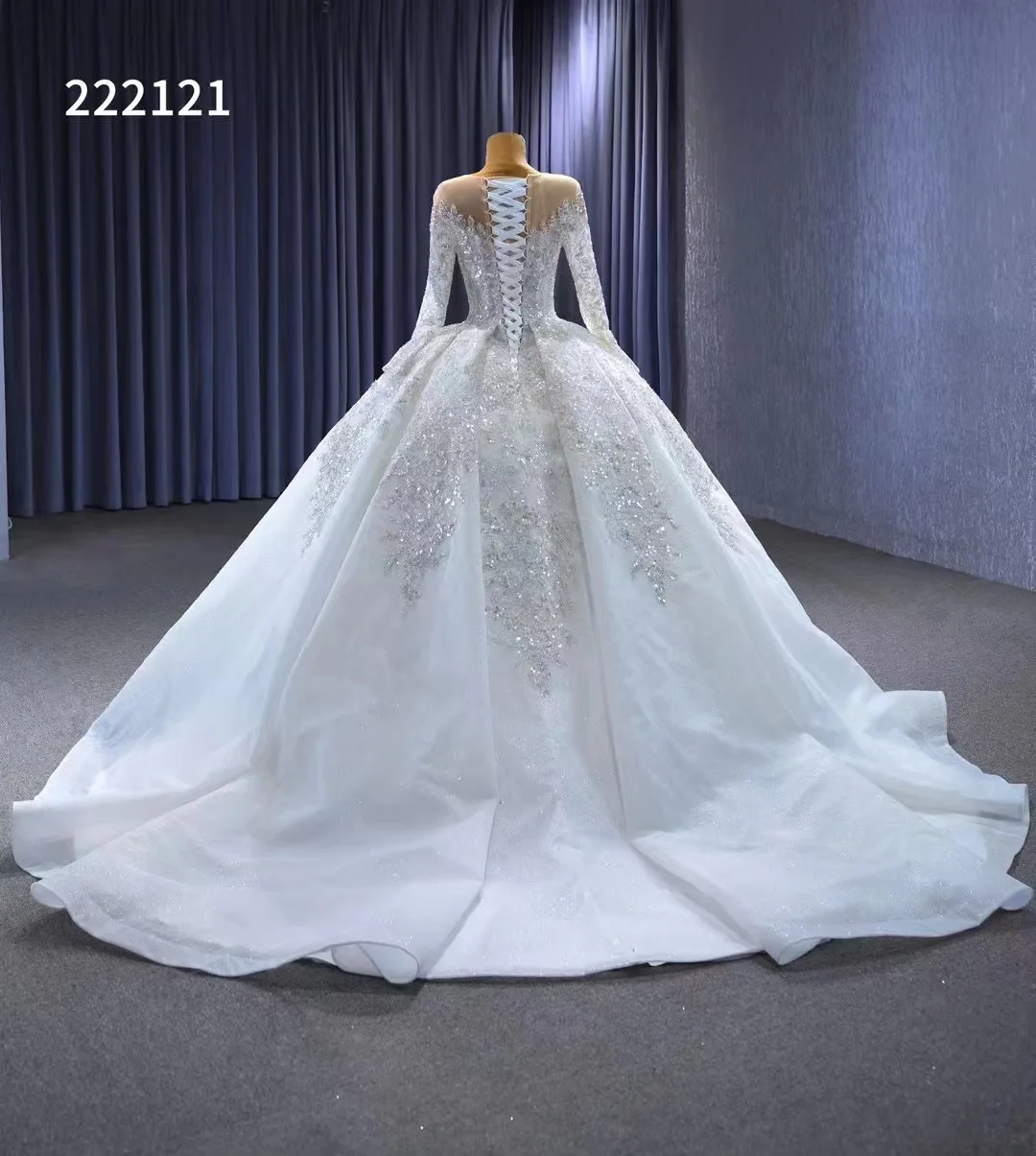 Ivory Long Sleeve Beaded Lace Wedding Dress Gown Oem Ivory Long Sleeve Beaded Lace Wedding Dress Gown Oem