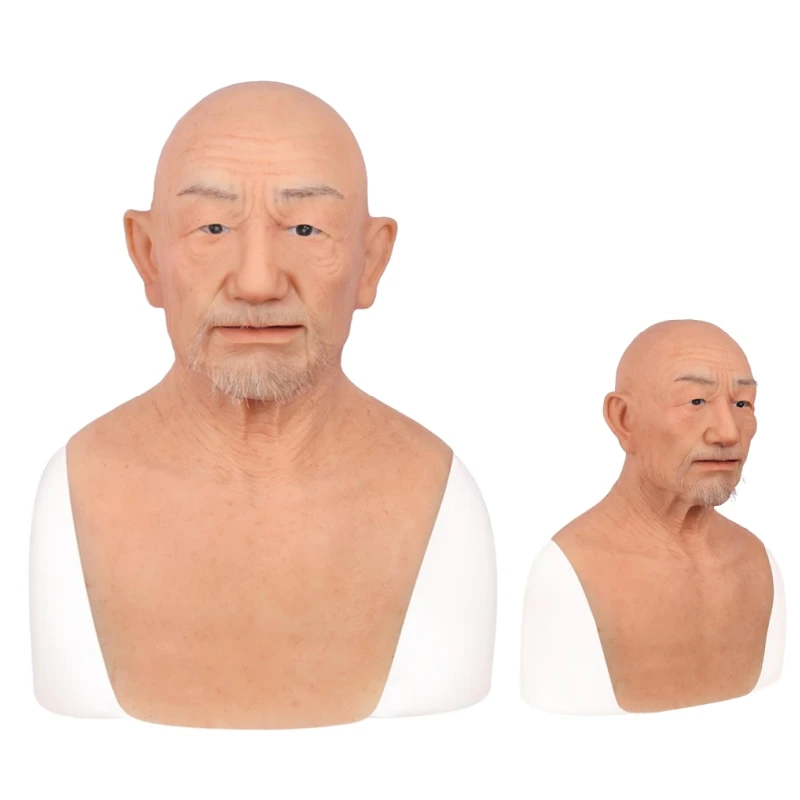 Realistic William Silicone Male Mask With Hair Silicone Head Mask Old Man Face Mask Crossdresser Transgender Halloween Cosplay