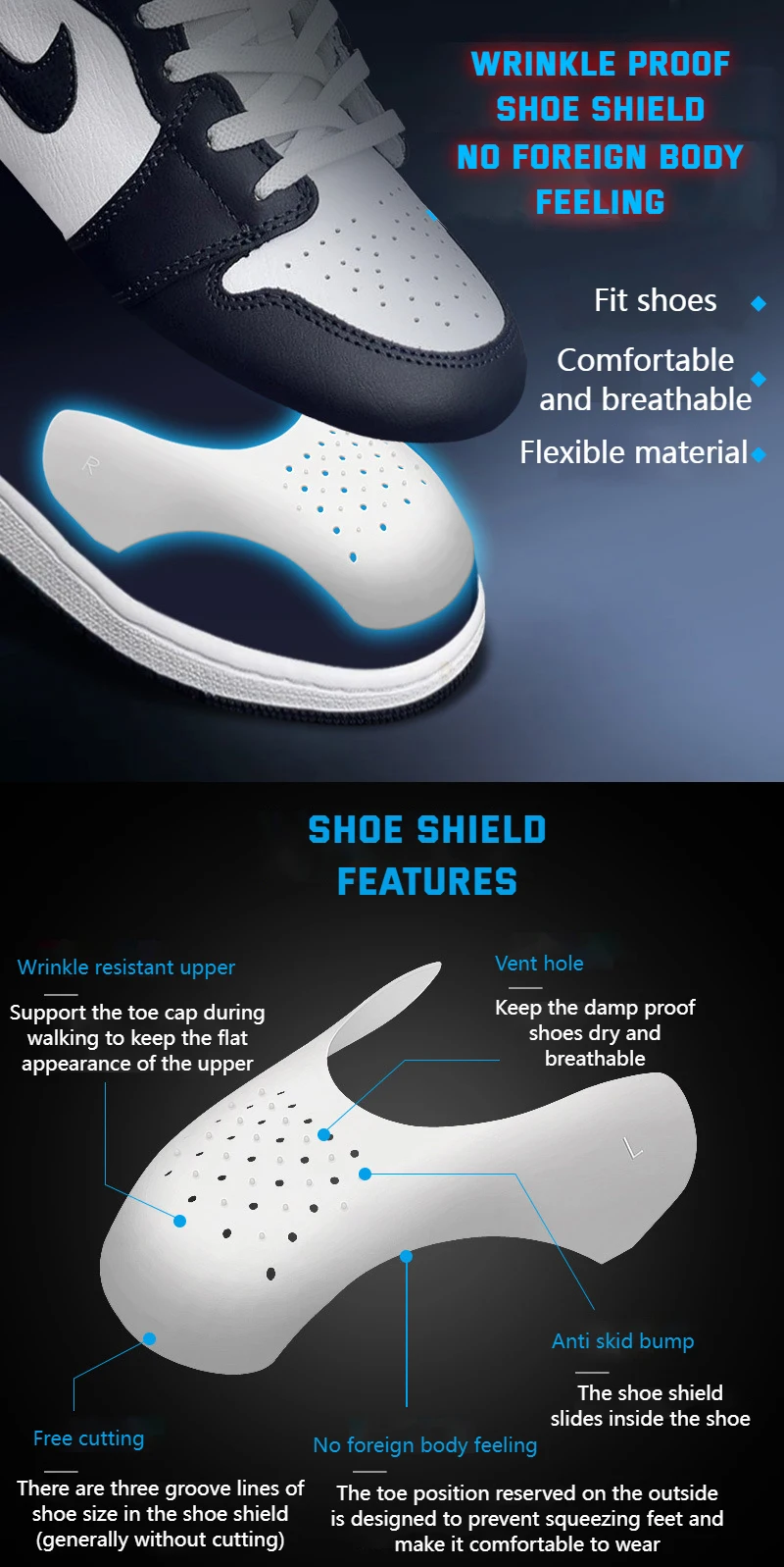 Hot Sale Shock Absorb Footcare Shoe Shield Anti-odor Soft Anti Crease ...