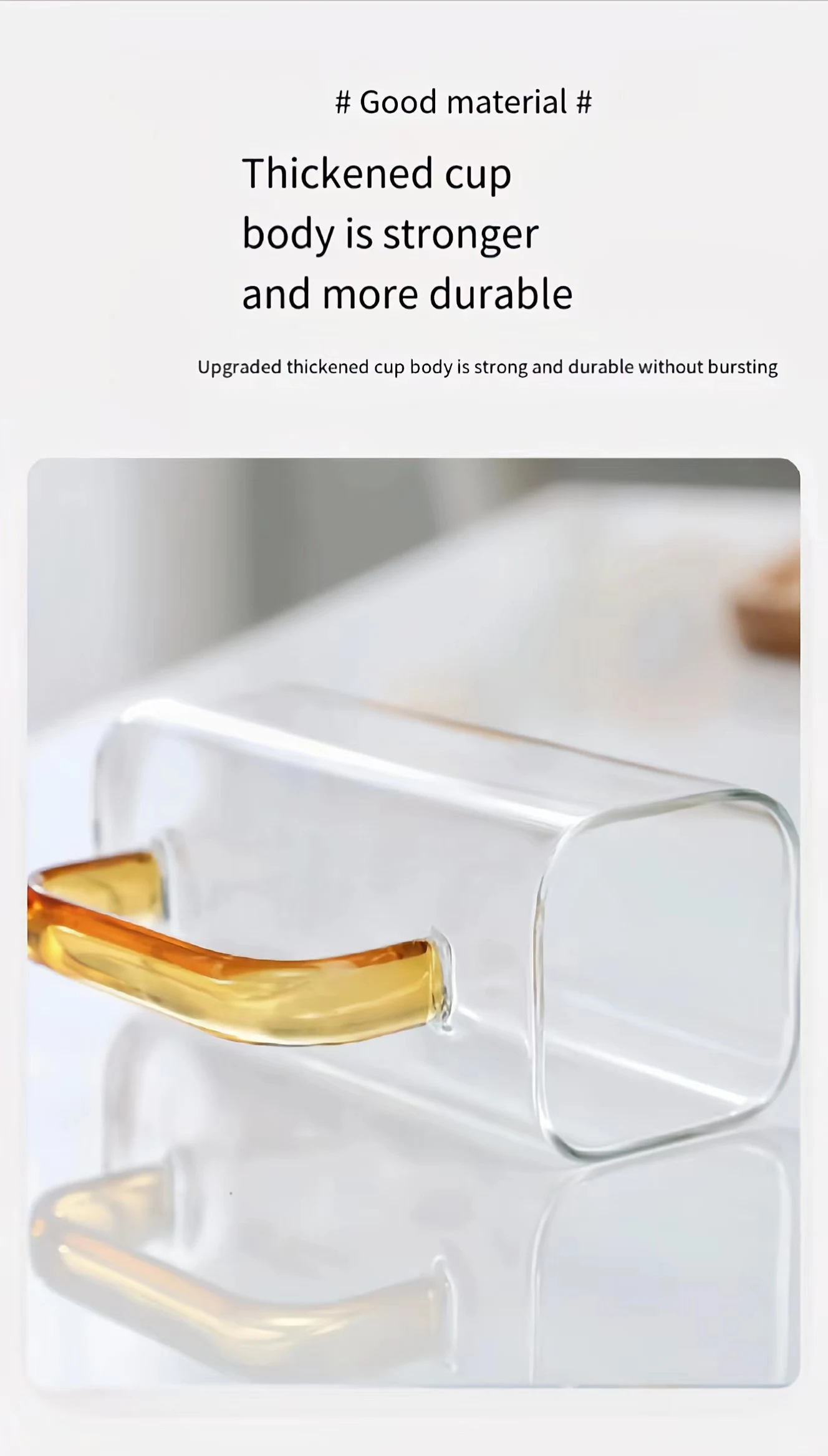 High Quality 12oz Square Colored Handle Glass Cup Home Drinking Cup