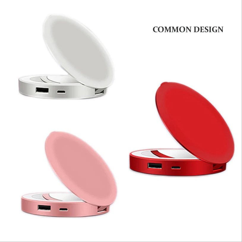 Factory Outlet Touch Screen Customizable Mini Round MakeUp LED Mirror Cosmetic Folding Portable Pocket Makeup Mirror Custom Logo