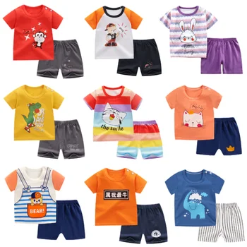 Summer custom kids boutique clothing sets Children's Short-sleeved T-shirt Two-piece Suit Baby Sets Clothes