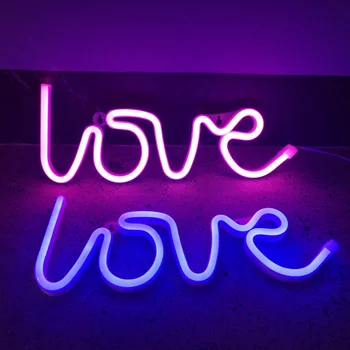 Amazon Hot sale 5V "love" Battery or USB Powered Light Up ABS Custom Led Neon Love Sign for Home Bar Decoration Neon Lights
