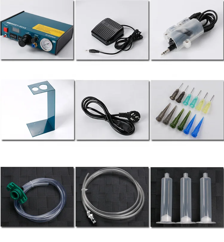 Epoxy Resin Dispensing Machine Full-Automatic Glue Dispenser FT-983 with 12pcs Glue Tips 3pcs Syringes