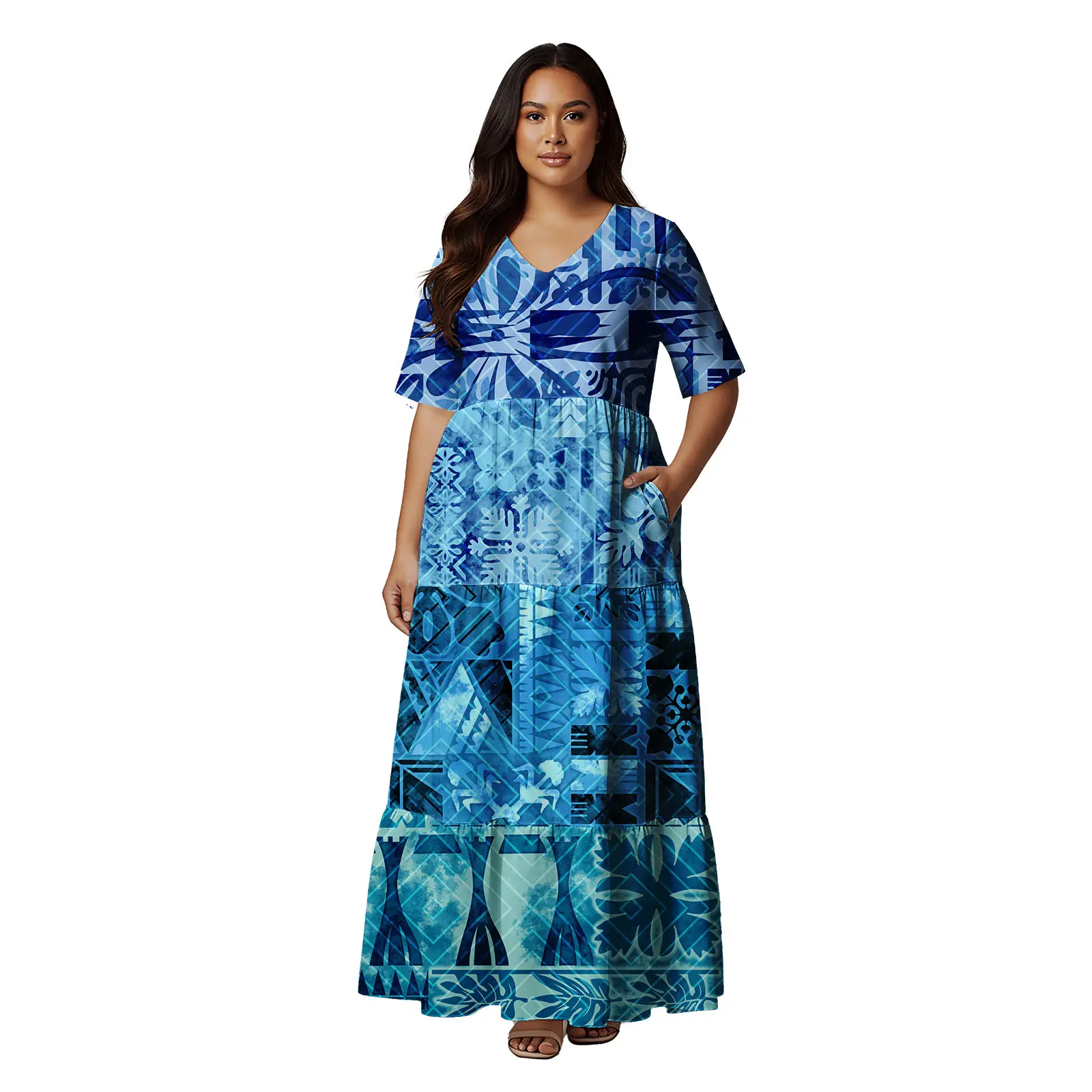 blue samoan dress Sienna Blue Puletasi main image 0