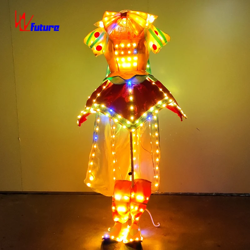 WL-0336 LED Light Girls Dancer Dress Stage Performance Wear Evening Party  Dress Rave Fairy Costumes Romantic OEM Service 1 Piece