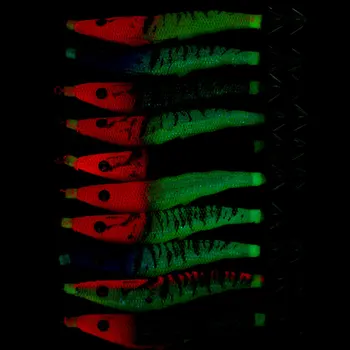 Cheery Live Bait Wood Shrimp Set Bionic 12-Piece Luminous Squid Hook Fluorescent Fake Shrimp Electronic Double Row Fishing Gear – Hooks – view 4