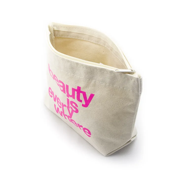 Hot Selling Ins Fashion Cheap Travel Storage Change Key Pen Recycle Eco Bag Cosmetic Bags Custom Logo Cotton Canvas Bag with Zip supplier