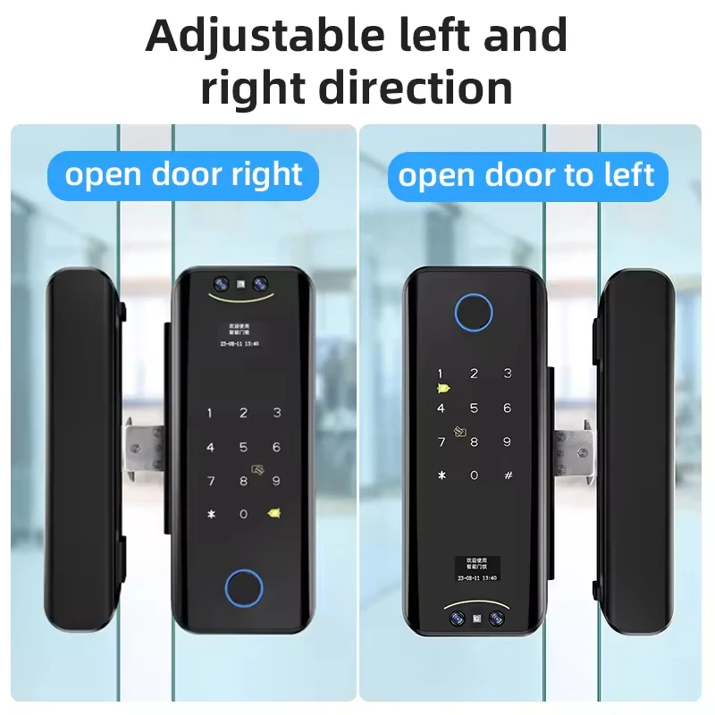 Kadonio Biometric Access Control System 3D Facial Recognition APP Remote Unlock WiFi Smart Glass Door Lock With Fingerprint