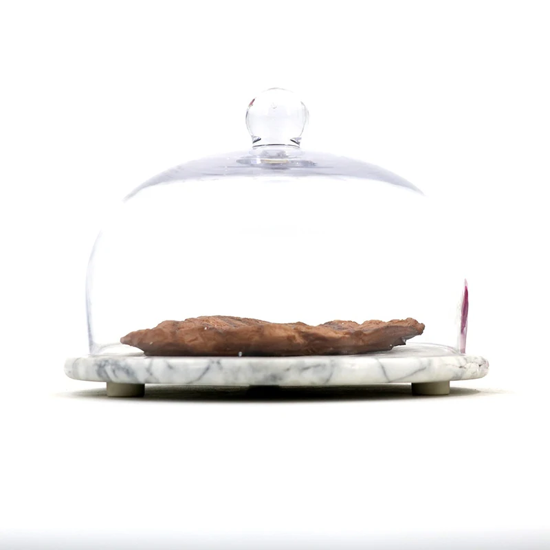 ガラスと大理石のドーム型 ケーキスタンド Amazon｜KJinZ 大理石のテクスチャプレート、食品ドームガラス