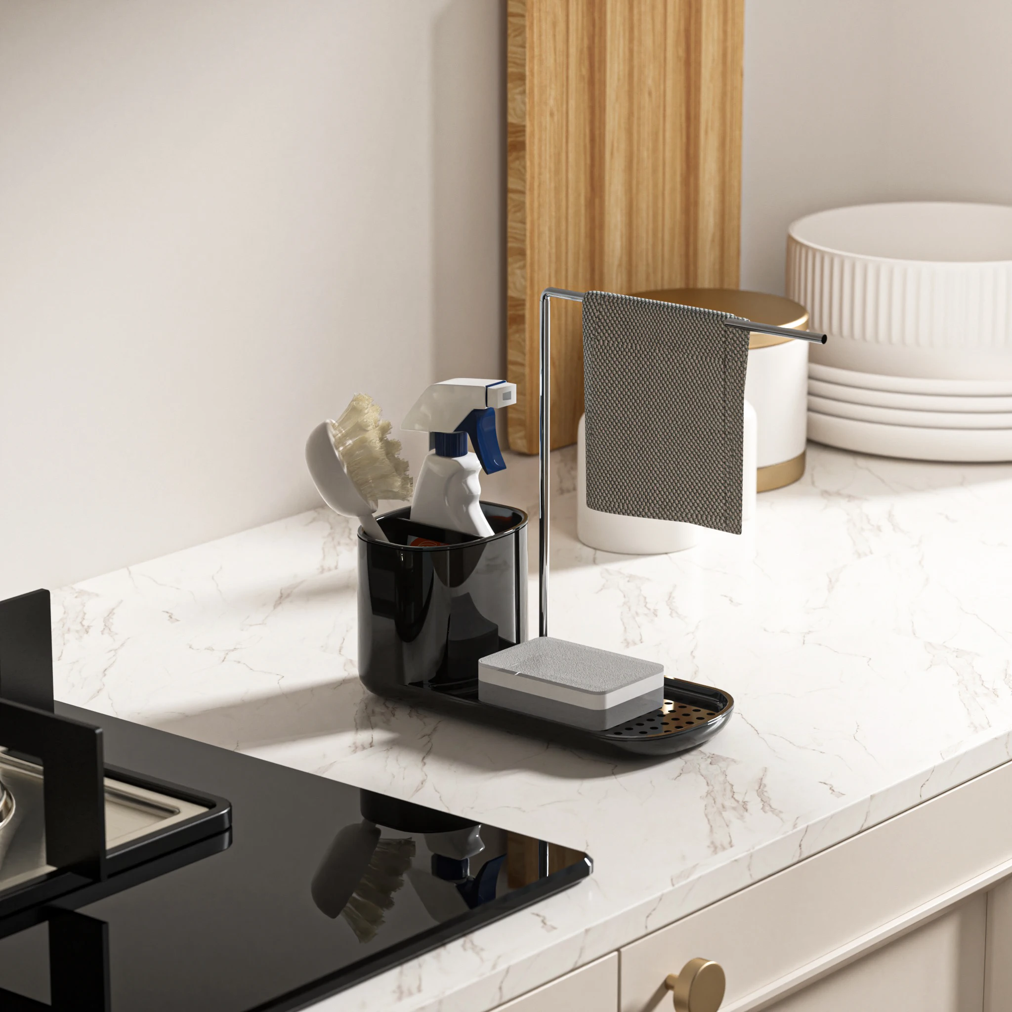 Innovation 3-in-1 Automatic and Manual Press Hand Soap Dispenser Liquid Soap and Sponge Holder for Bathroom and Kitchen Use