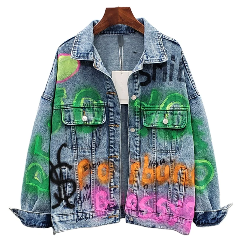 graffiti denim jacket womens