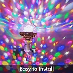 Luz de bola de discoteca rotativa colorida, lâmpada de festa de 7 cores, luz de bola mágica rotativa para decoração de festas de aniversário e natal