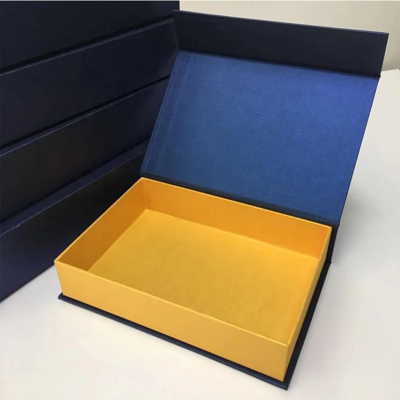 Wholesale Custom Print Luxury Deep Bule Flap Lid Cardboard Gift Packing Magnetic Closure Gift Rigid Paper Box