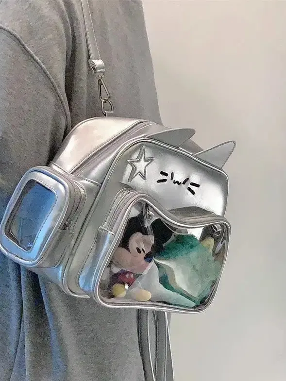 Y2K Silver Cute Cat Fashion Kawaii ITA Small Crossbody  display picture 1