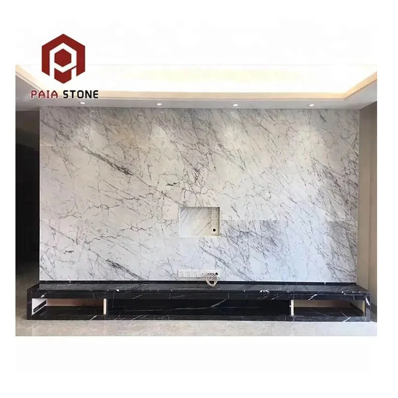 Wewnętrzne płytki ścienne z białego marmuru arabescato carrara do salonu, płytki z białego marmuru oraz marmury statuario