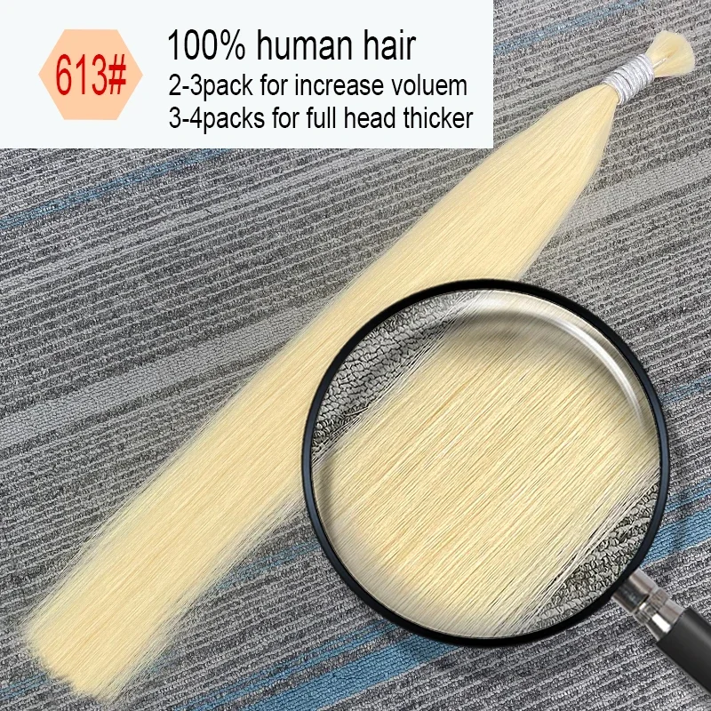 Extension sfuse di capelli umani vergini al 100%, 1b 613, capelli biondi sfusi 10a, tessitura per trecce_voghion.com