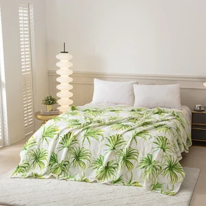 Palm Tree Patterns Digital Print Blanket Microfiber Fabric Flannel Blankets Wholesale