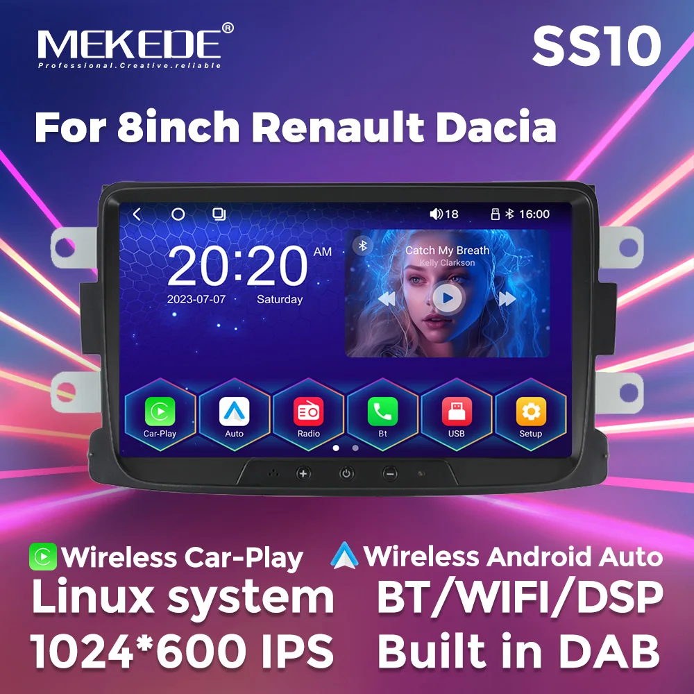 MEKEDE SS10 Linux System IPS Touch Screen Car Player for 8inch Renault Dacia Support Rear Camera DAB FM AM