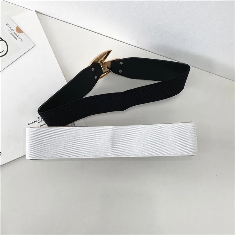 Ins стиль Золотой из трех частей с пряжкой в форме листа черный белый кожаный эластичный корсет тонкие ремни