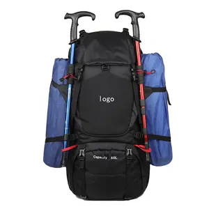 60L Waterproof Camping Hiking Backpack Professional Outdoor Laptop Backpack Lightweight Travel with Shoe Compartment Rain Cover
