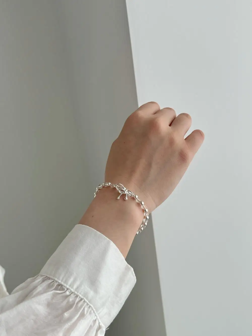 KAKODIY New Crystal Silver Beads 925 Sterling Silver Bow Bracelet detail 7