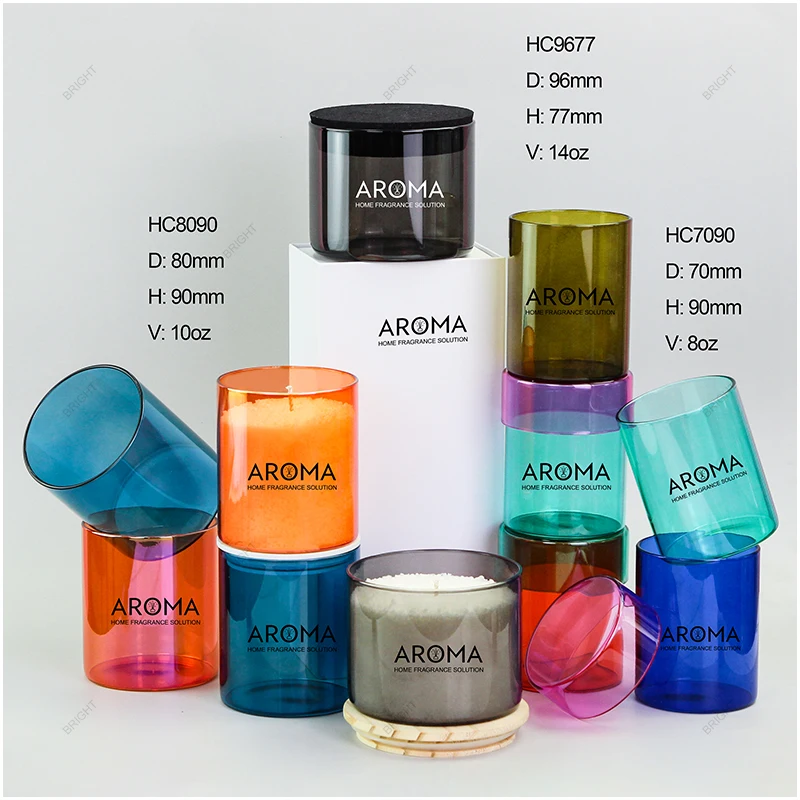 Modern Design Empty Heat Resistant Glass Candle Jars with Wooden Cork ...