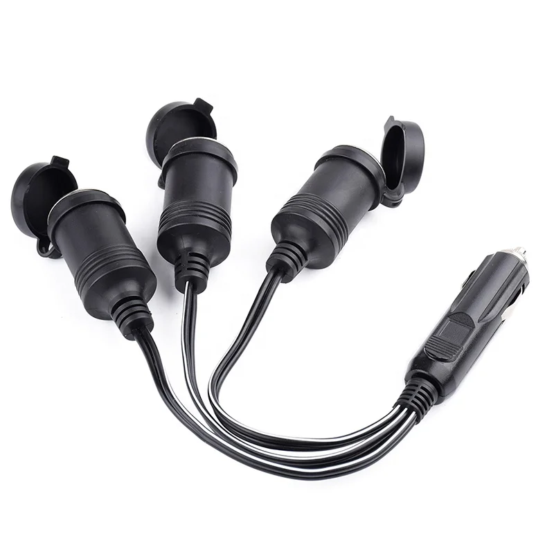 12V DC Power Socket 3-way Lighter Adapter Car Cigarette Lighter Plug with  Protective