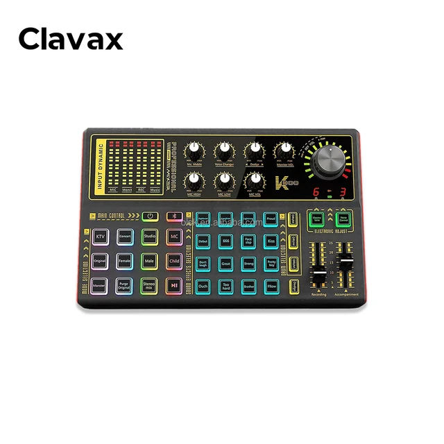 Clavax CLSC- K300 Professional Live Sound Card 48V Mixer Equipment For Live Streaming Recording Computer Mobile Phone Bluetooth