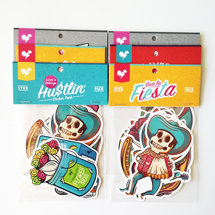Uv Resist Waterproof Self-Adhesive Vinyl Die Cut Stickers Custom Logo Printed Sticker Pack with Header Card OPP Bag Packed