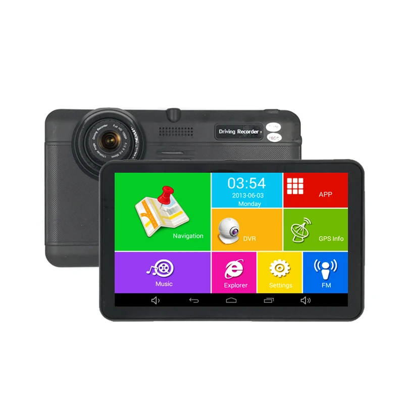 7 Inch Car Android GPS Navigation with Dash Cam BT AVIN Wifi Automobile with Rear View Camera Navigators Eu Spain France Map