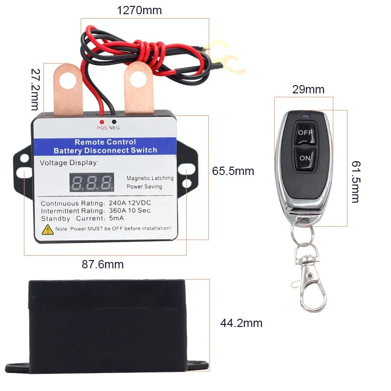 12V 240A Automatic Power Shut Off Cut Off Switch Remote Control Kill Switch Remote Battery Disconnect Switch for Car Truck Boat