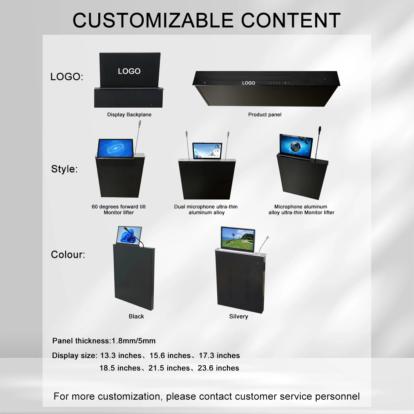 Conference Table Pop up LCD Monitor Lift BNT 17 3 Retractable Touch Screen