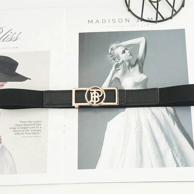 High Quality 2.5cm Width Ladies  Buckle Waist Belts  Elastic  Dress Belt