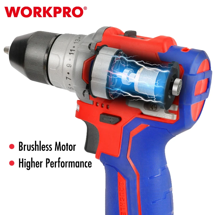 Workpro 12v 10mm Brushless Cordless Drill Power Tool Brushless Electric