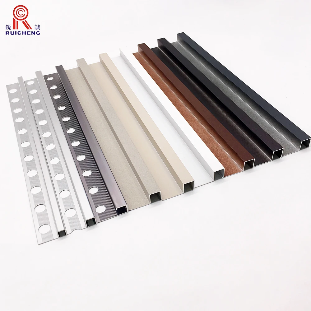 Square Straight Edge Tile Edge Trim 8mm Anodized Silver Aluminum for Outside Corner