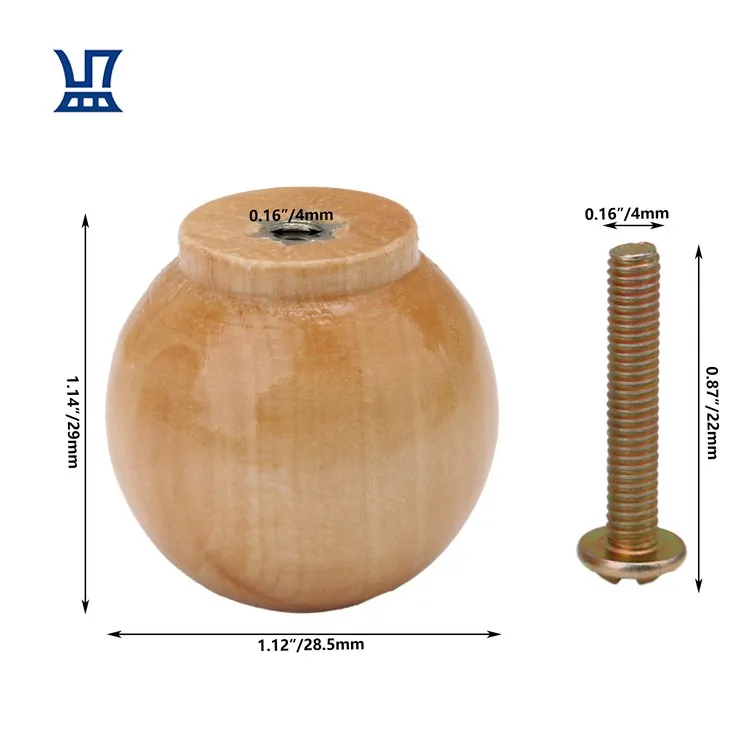 BQLZR высокое качество одно отверстие 4 мм шариковая форма из массива дерева маленькая круглая деревянная ручка мебельные ручки и ручки круглая деревянная ручка