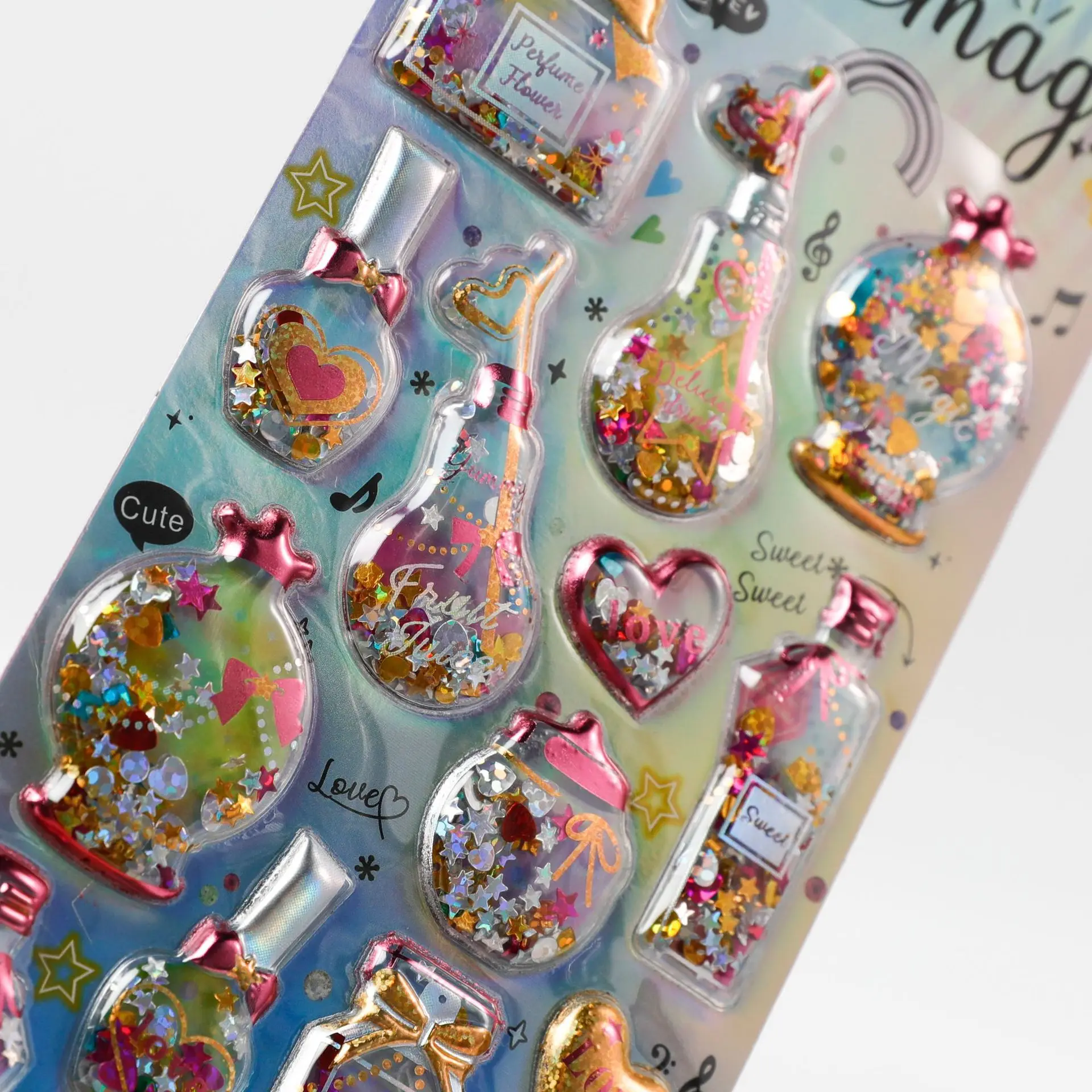 3D Glitter Shining Stickers Self-Adhesive Bling Craft Shaking Sticker ...