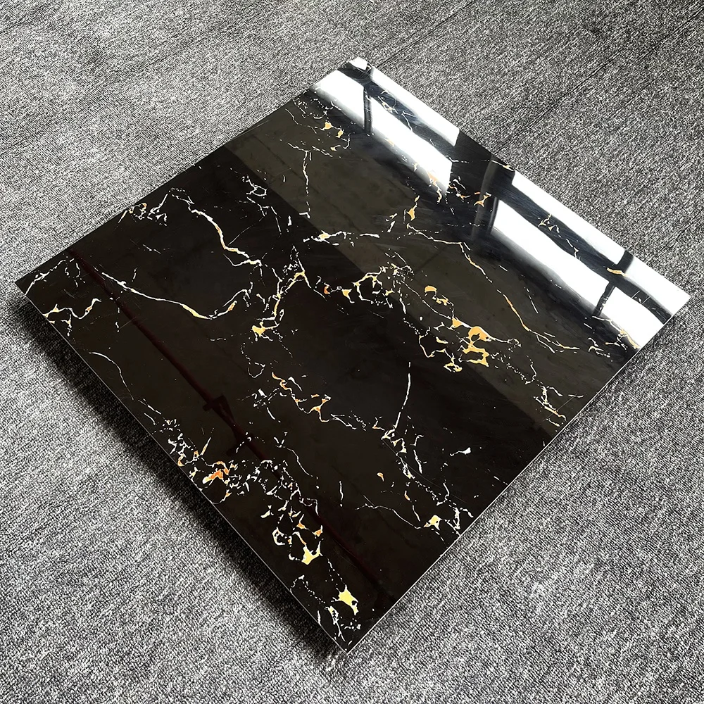 Cheapest Marble Porcelain Floor Tile Black Colors 60cm by 60cm Polished Stone Tiles Live Room