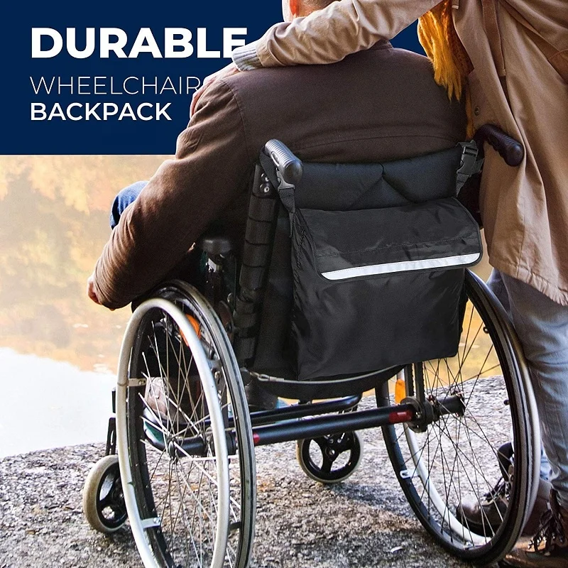 schwarzer rollstuhl tasche rucksack großes zubehör für ihre mobilität  geräte passt für die meisten manuellen oder elektrischen rollstühle
