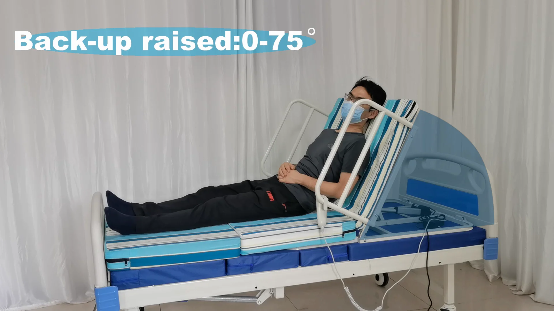 Lightweight Single Function Electric Hospital Bed Frame Back Adjustable