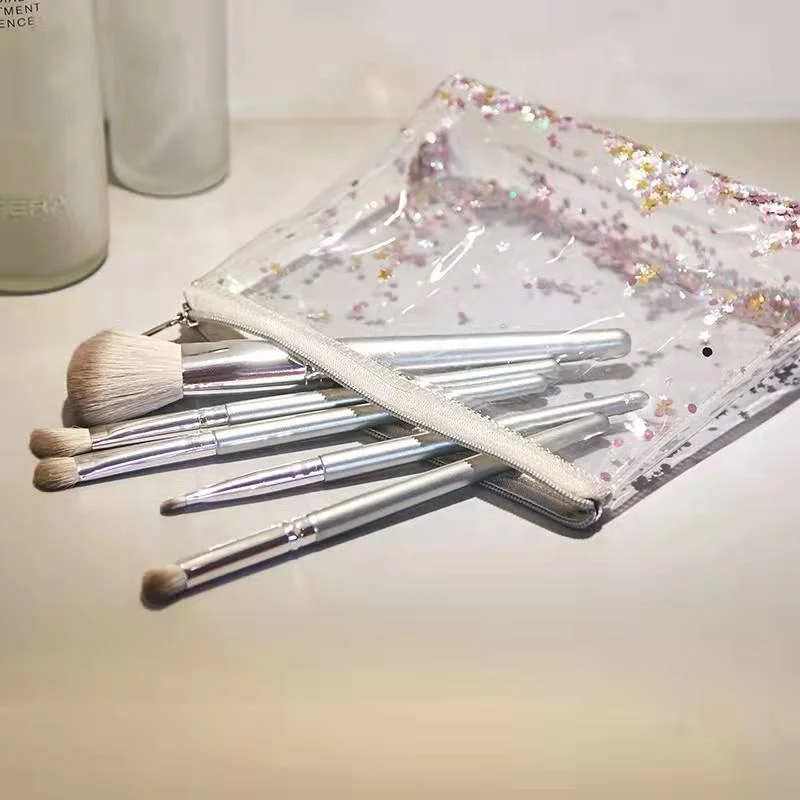 2022 New Trend Transparent PVC Liquid Glitter Clear Cosmetic Makeup Pouch