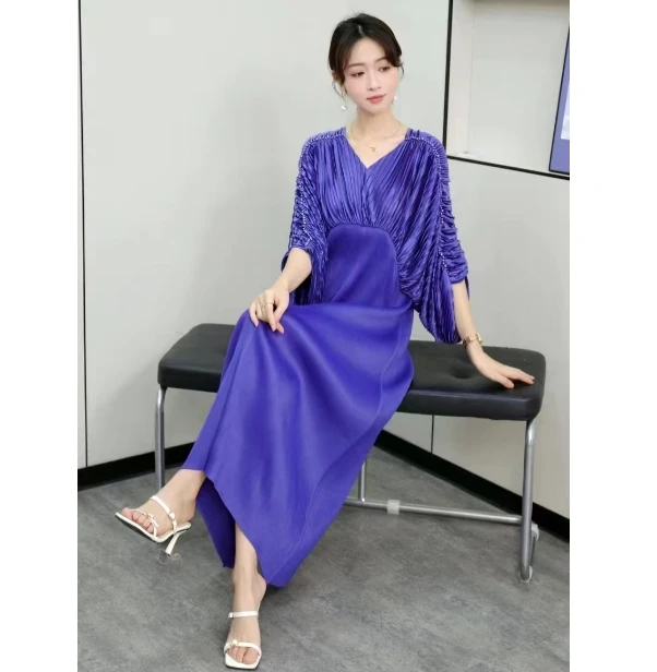 knee length dresses for ladies High Neck Knit Maxi Dress - Casual Long Sleeve Sweater Dress