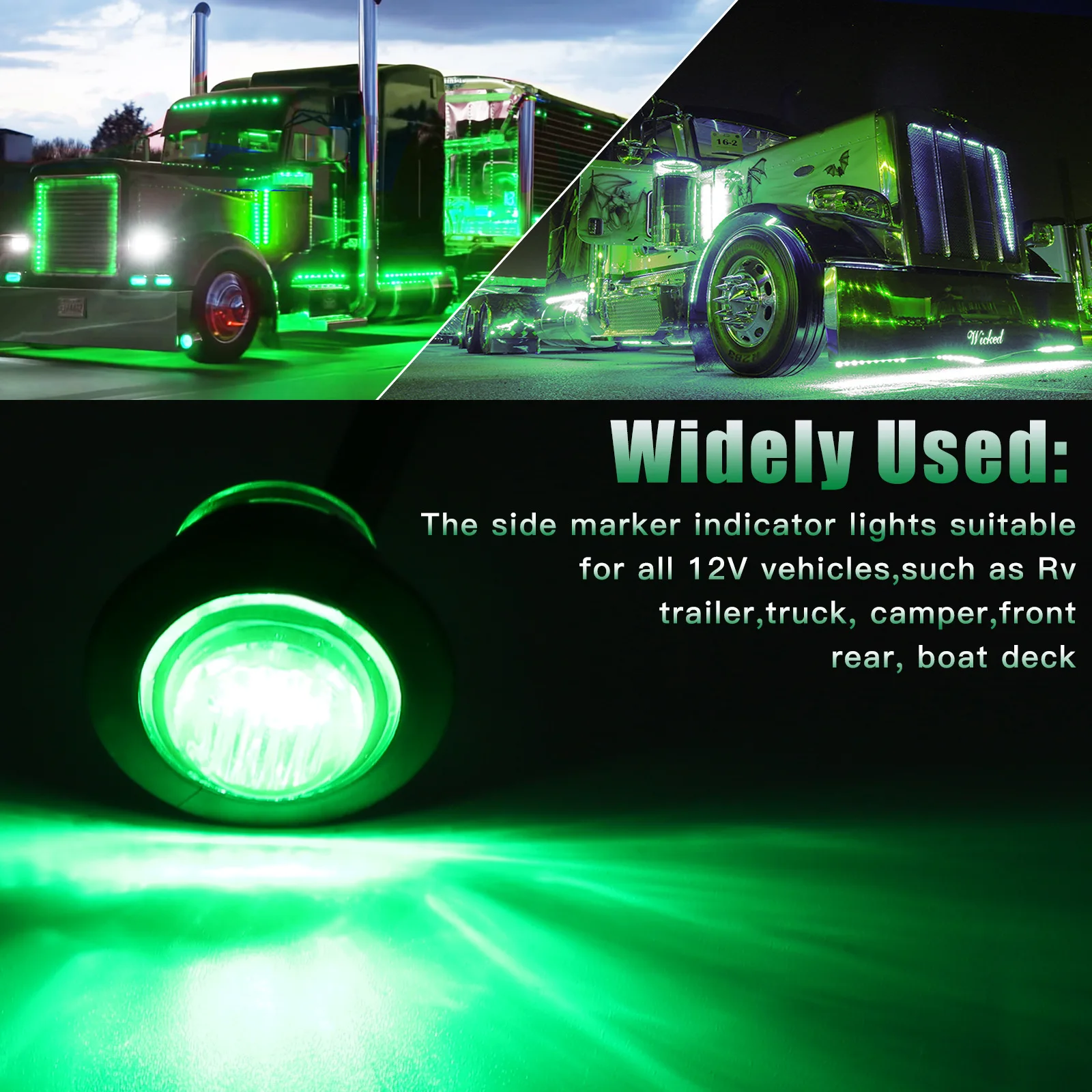 YOSOVLAMP 3/4 Inch Truck Edge Light Small Round Light 12v24v Car Eagle Eye signal LED Width Indicator Light