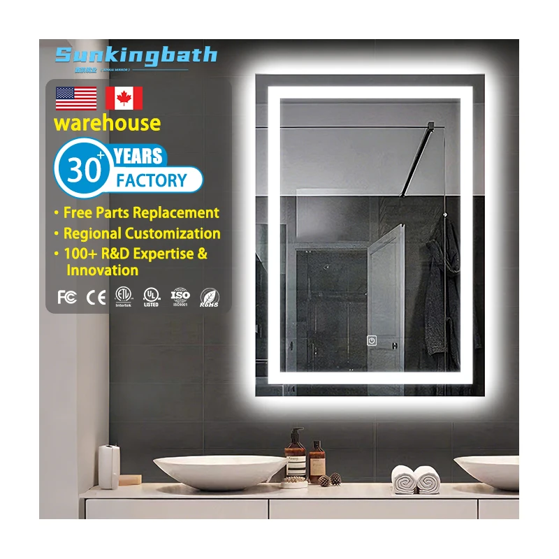 Best Selling Decorative Hotel Smart Mirror Wall Hanging Anti-Fog Mirrors Decor Wall Led Bathroom Mirror with Led Light for Hotel